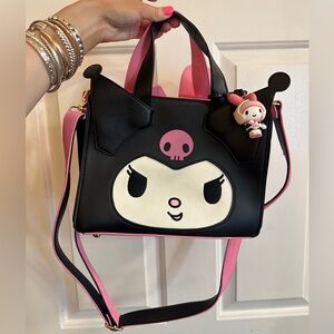 Sanrio Loungefly Black and Pink My Melody and Kuromi Character Handbag